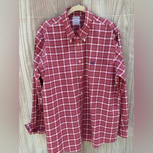Brooks Brothers XL Regent fit plaid no iron button down Pima cotton shirt preppy